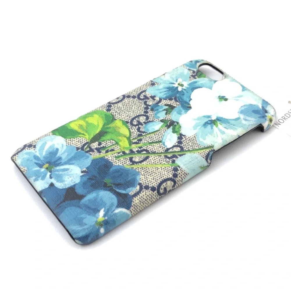 GUCCI Beige Blue Floral GG Monogram Logo Apple IPhone6 Phone Case NEW